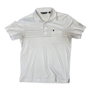 Travis Mathew Men's Medium TPC Sawgrass Golf Polo Shirt White Striped Size M